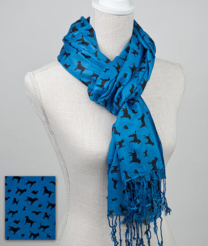 Dog Breeds - Rayon Scarf - Royal Blue