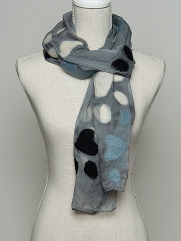 Paws - Felted Chiffon Scarf - Grey