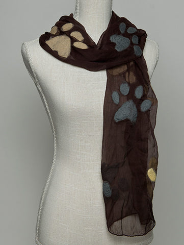 Paws - Felted Chiffon Scarf - Brown