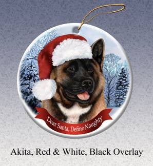 Akita Porcelain Christmas Ornament